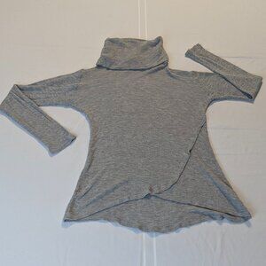 Kensie Size Small Asymmetrical Gray Cowl/Loose Turtle Neck Top